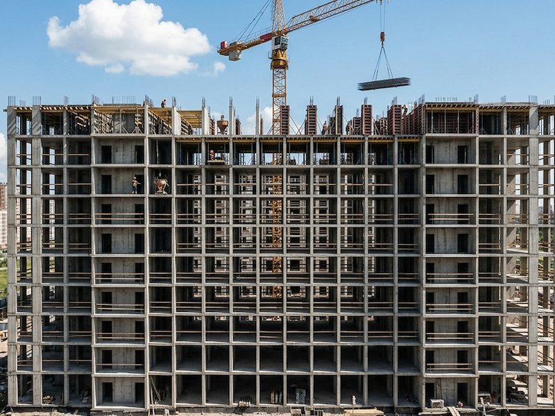 Монолитный железобетонный каркас корпуса ЖК «Малиновский квартал»